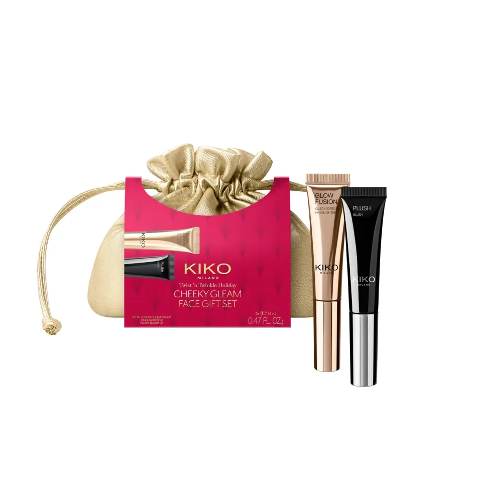 KIKO Twist 'N Twinkle Cheeky Gleam set viso blush illuminante cushion