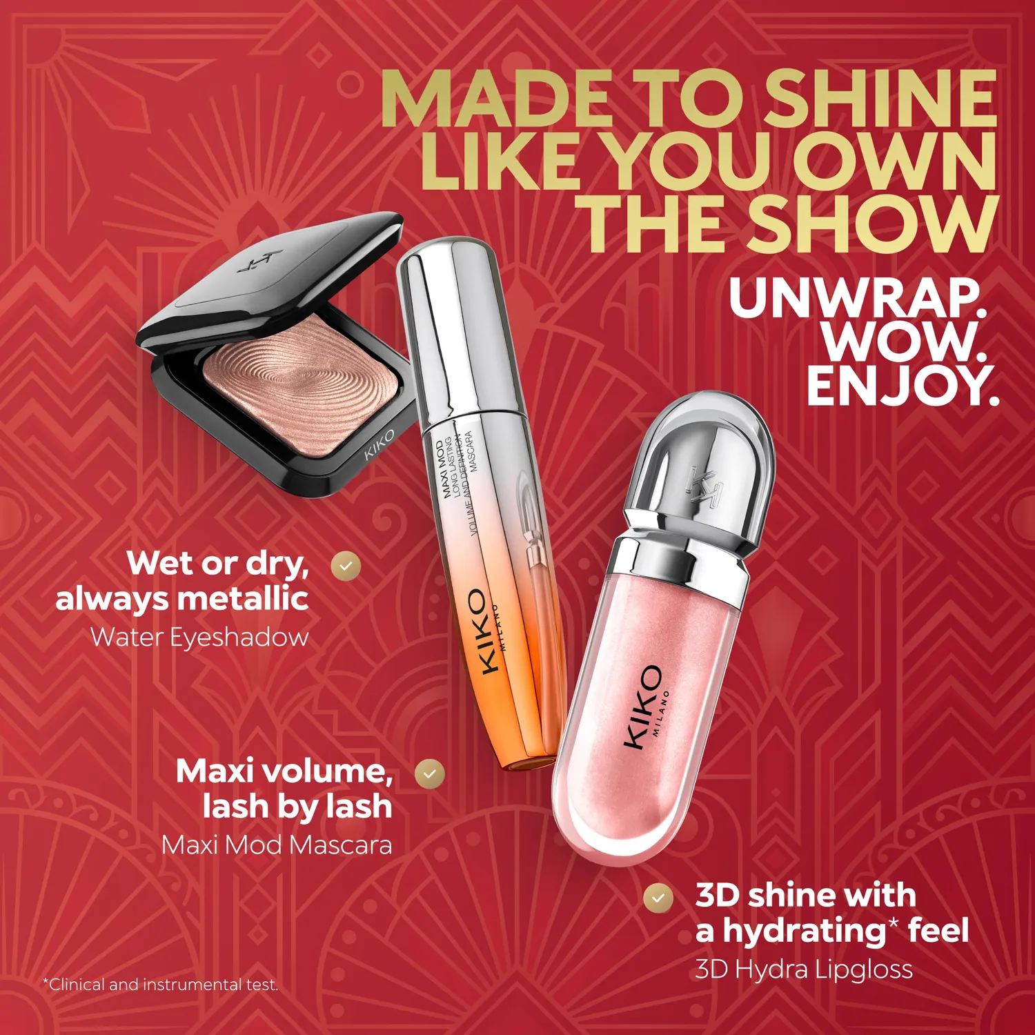 KIKO Twist 'N Twinkle Holly Jolly Trio set trucco 3 pezzi glam