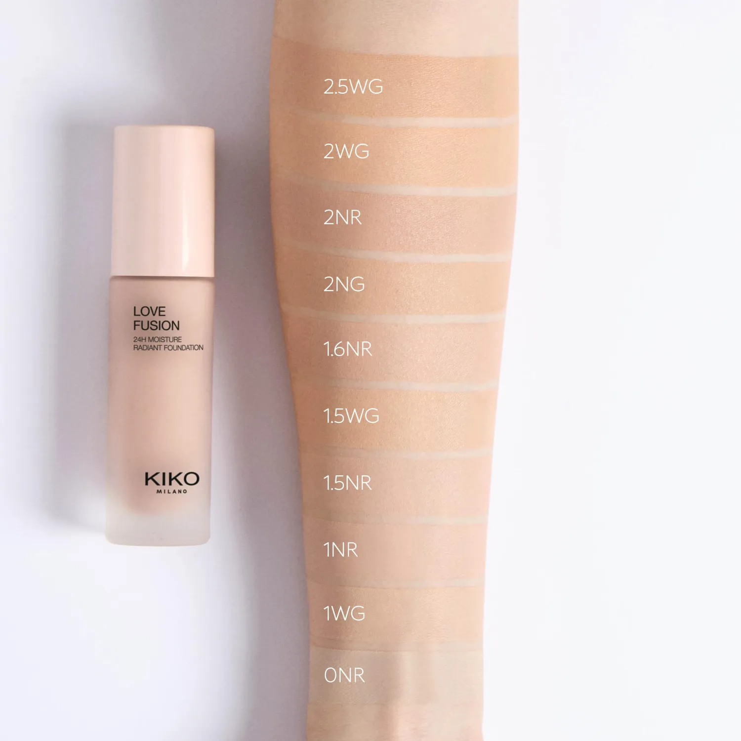 KIKO Love Fusion 24H Moisture Radiant Foundation Fondotinta 1NR luminoso