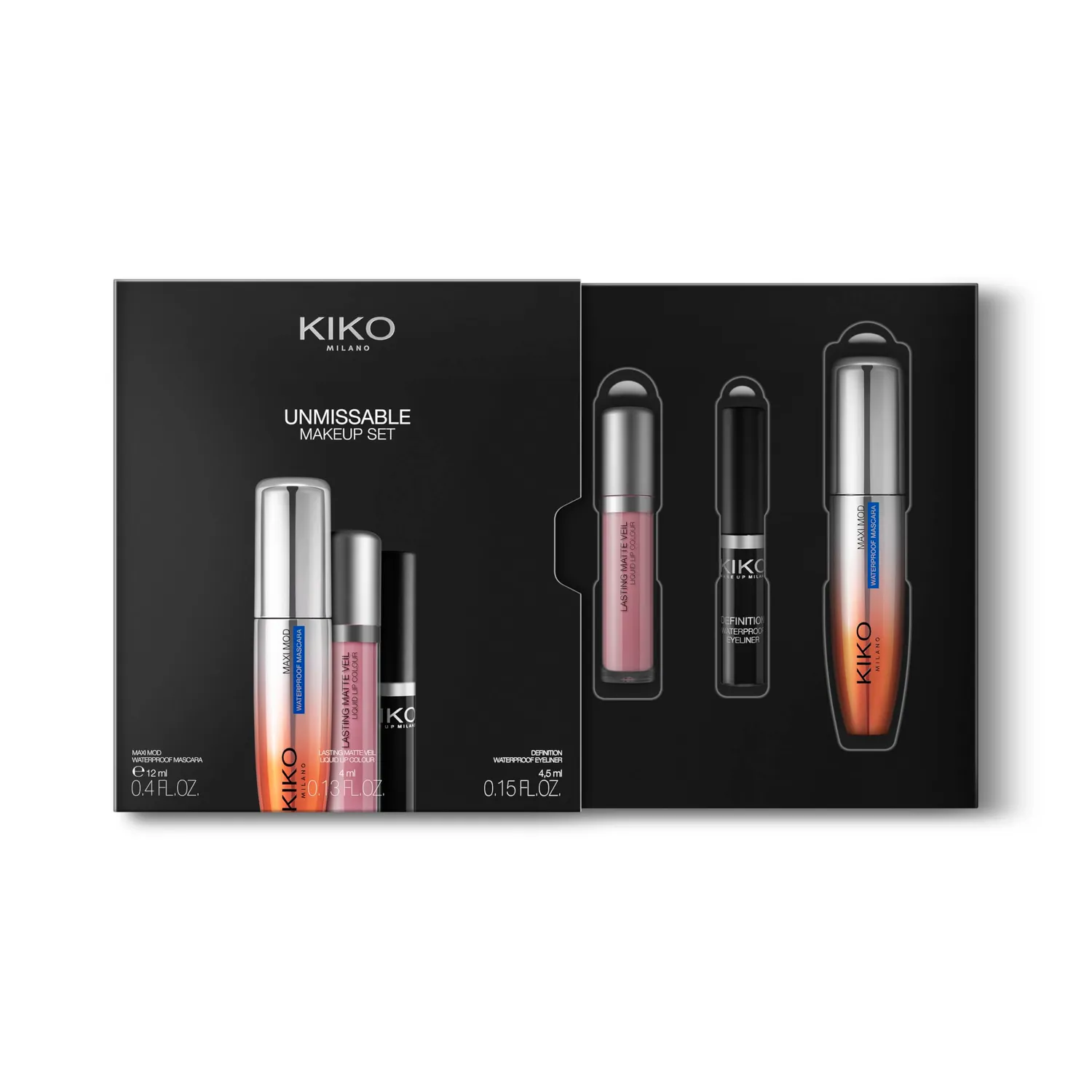 KIKO Unmissable Makeup Set kit trucco waterproof 3 pezzi mat