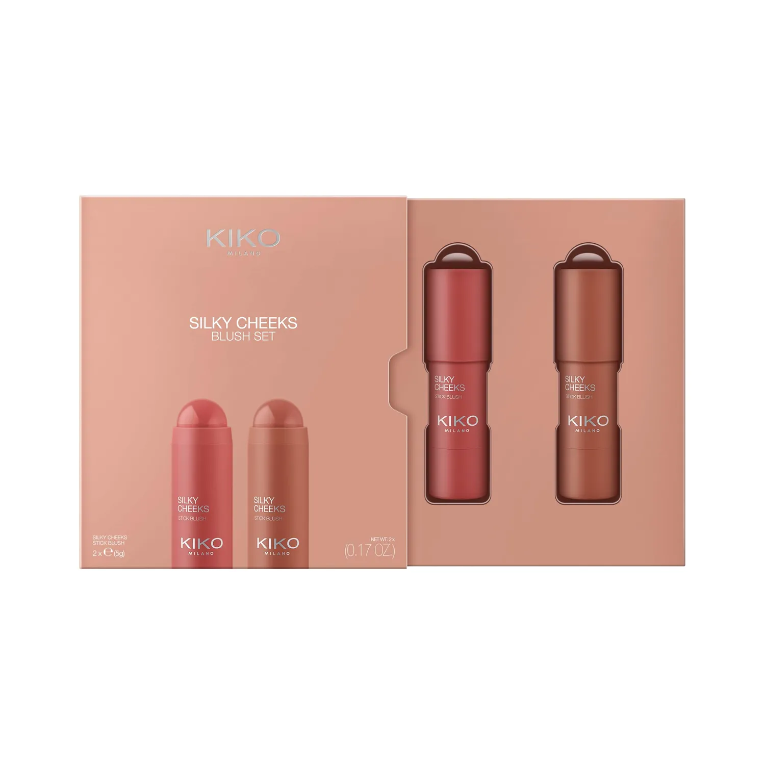 KIKO Silky Cheeks set blush stick 2 tonalità finish radioso
