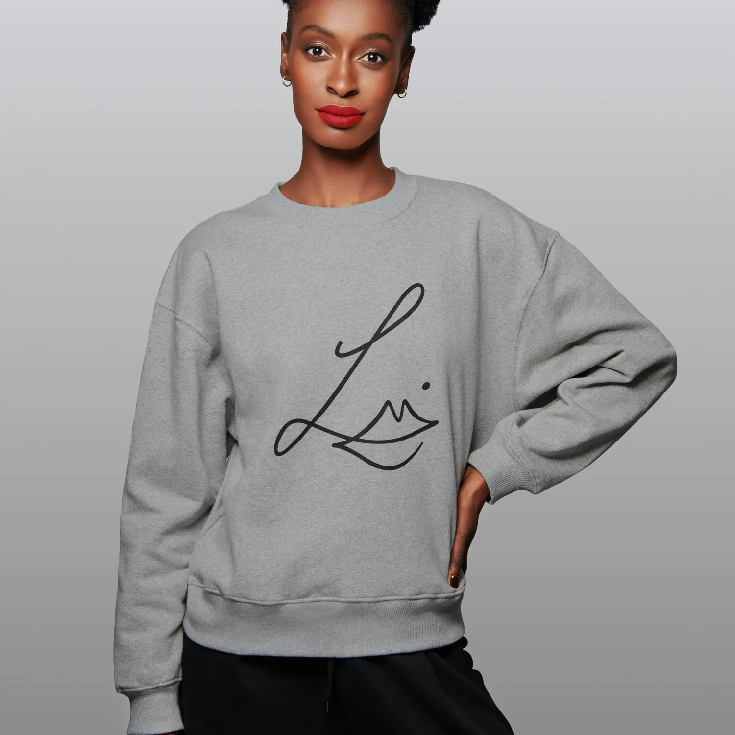 Lisa Eldridge Velvet Studio Sweatshirt felpa grigia cotone bio