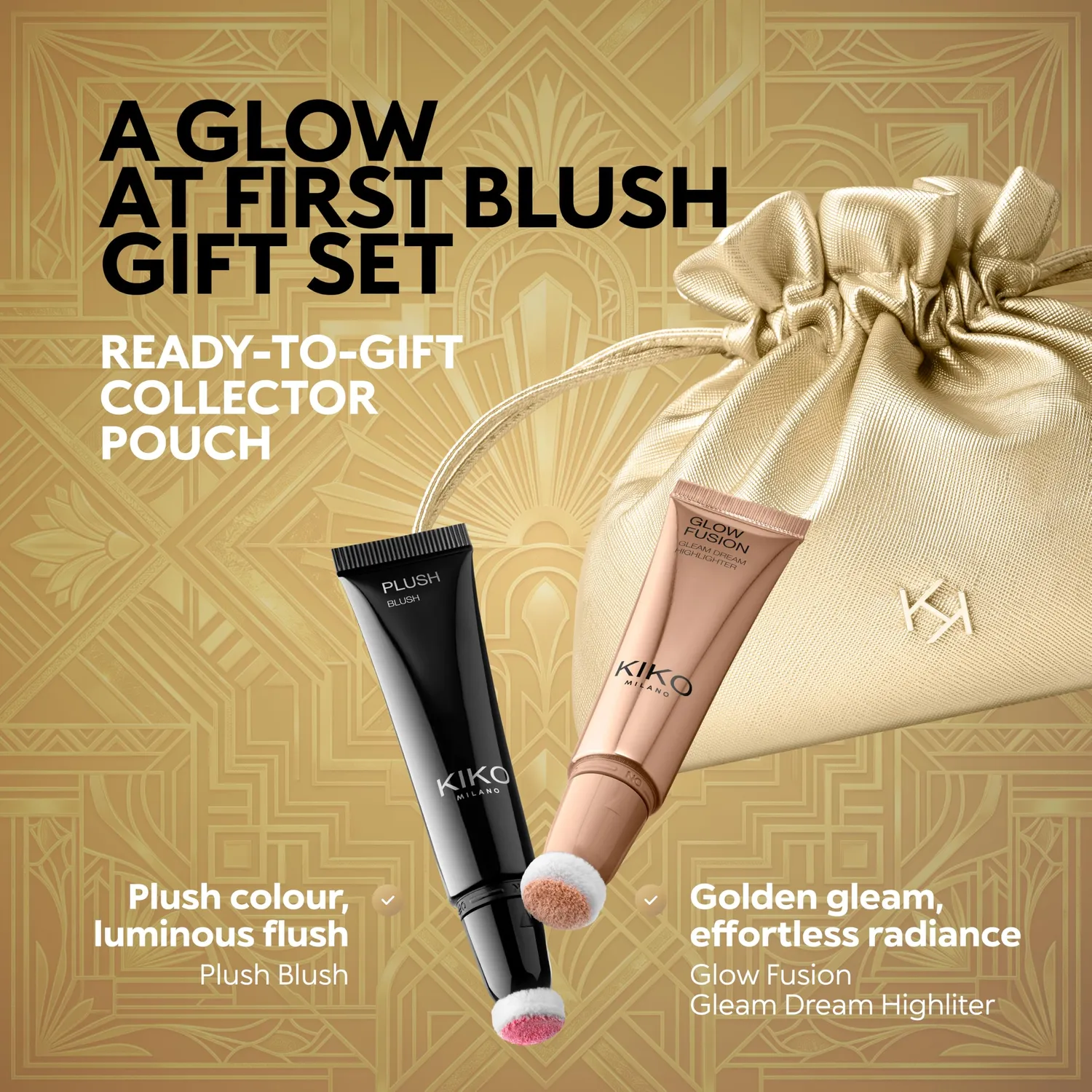 KIKO Twist 'N Twinkle Cheeky Gleam set viso blush illuminante cushion