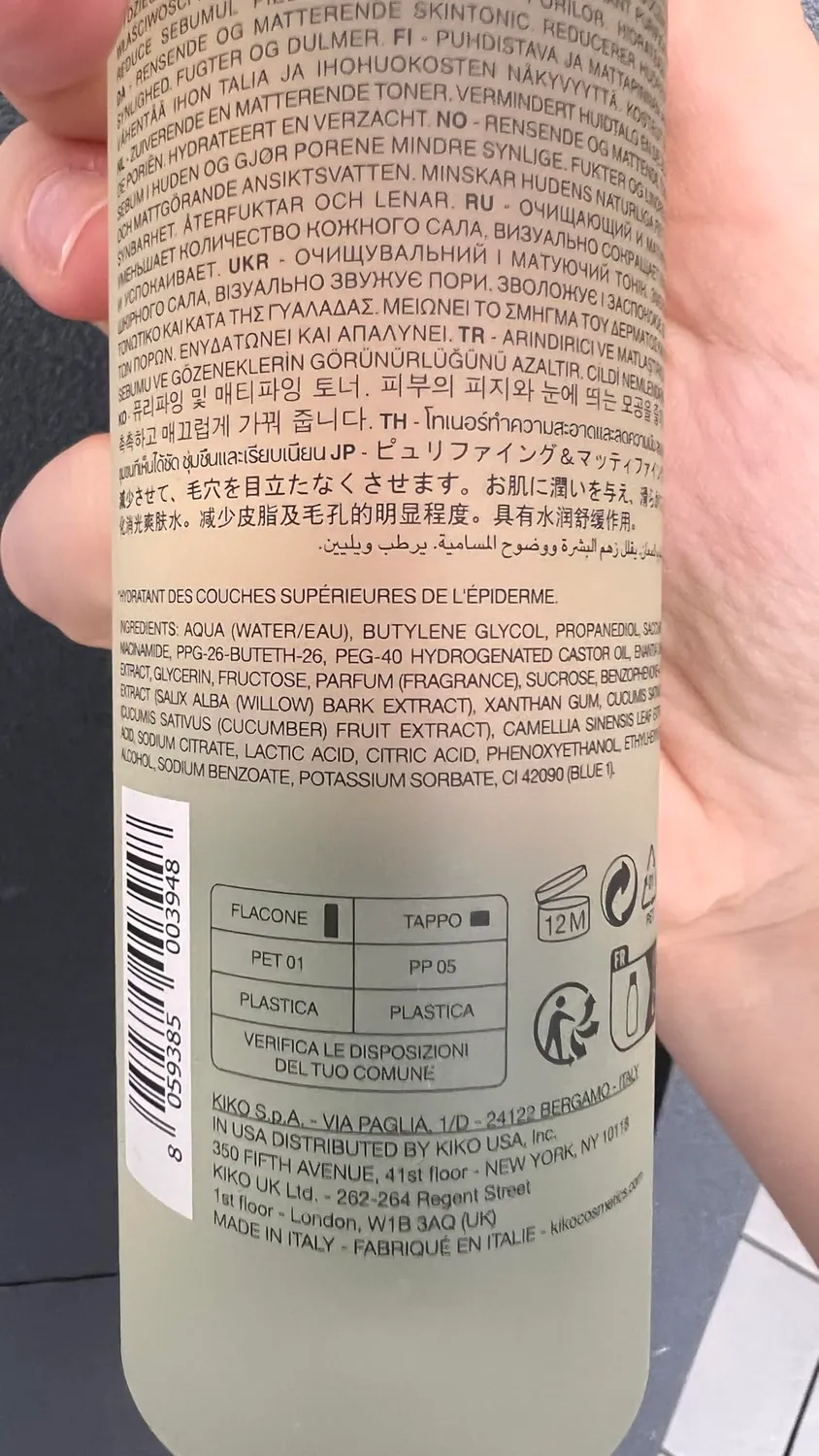 KIKO Sebo Balance Toner tonico purificante 200 ml opacizzante