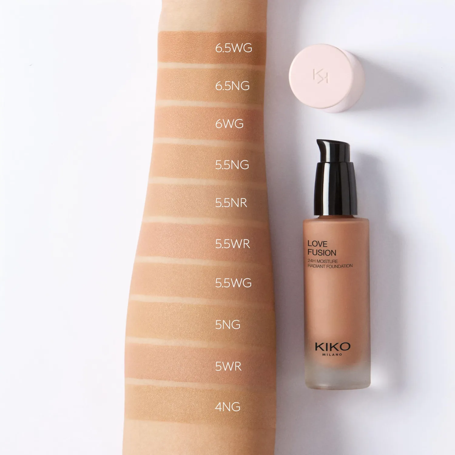 KIKO Love Fusion 24H Moisture Radiant Foundation 5.5WR fondotinta luminoso