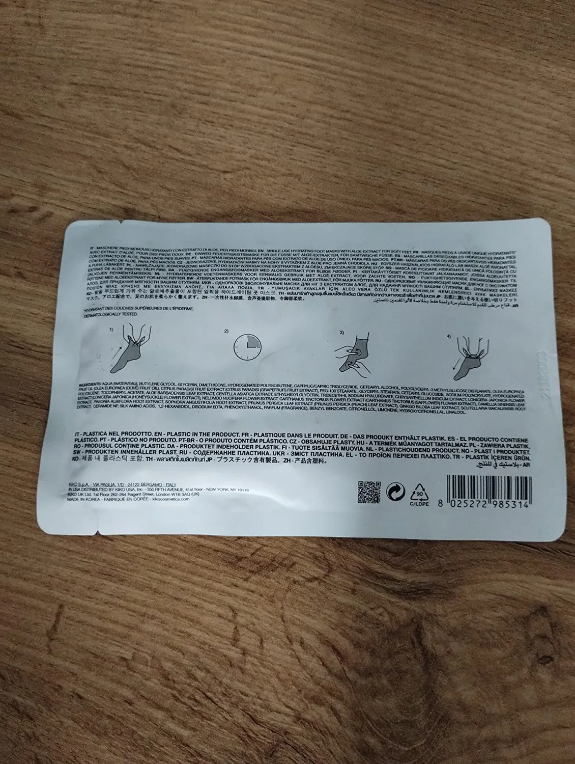 KIKO Softening Feet Mask maschera piedi aloe monouso