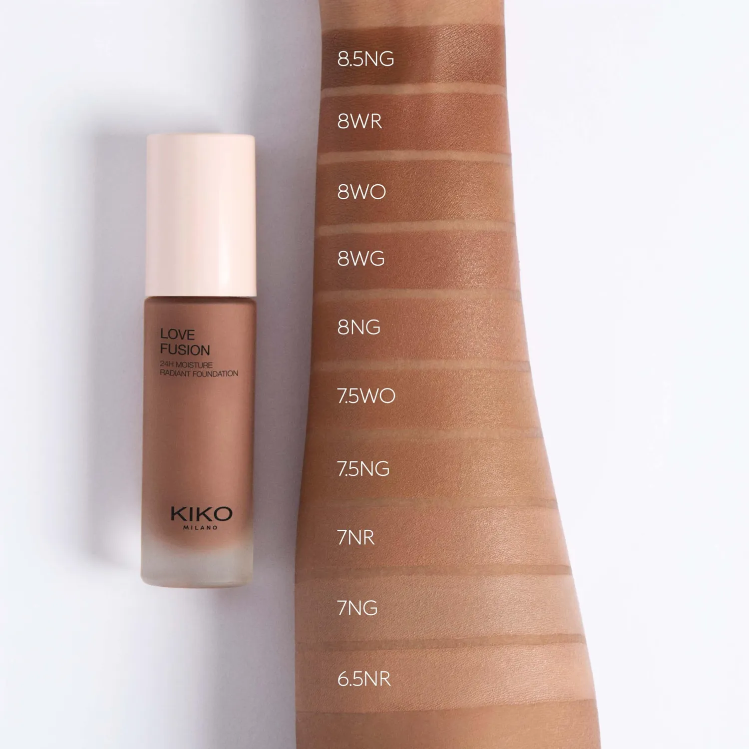KIKO Love Fusion 24H Moisture Radiant Foundation 8WG fondotinta naturale