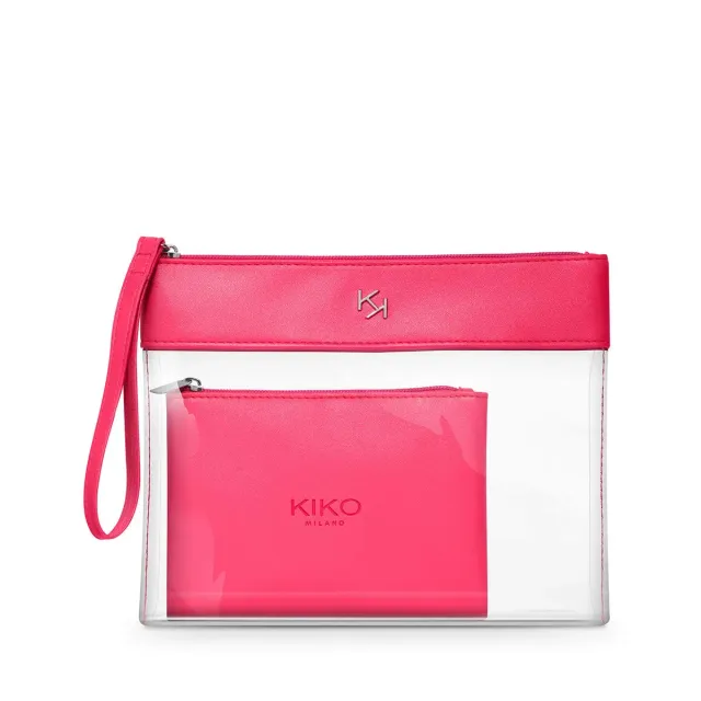 KIKO Transparent Beauty Case 002 pochette fucsia trucco