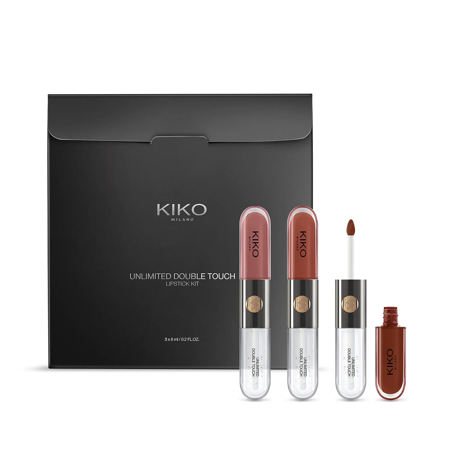 KIKO Unlimited Double Touch Kit Rossetto Liquido 3 Pezzi No Transfer