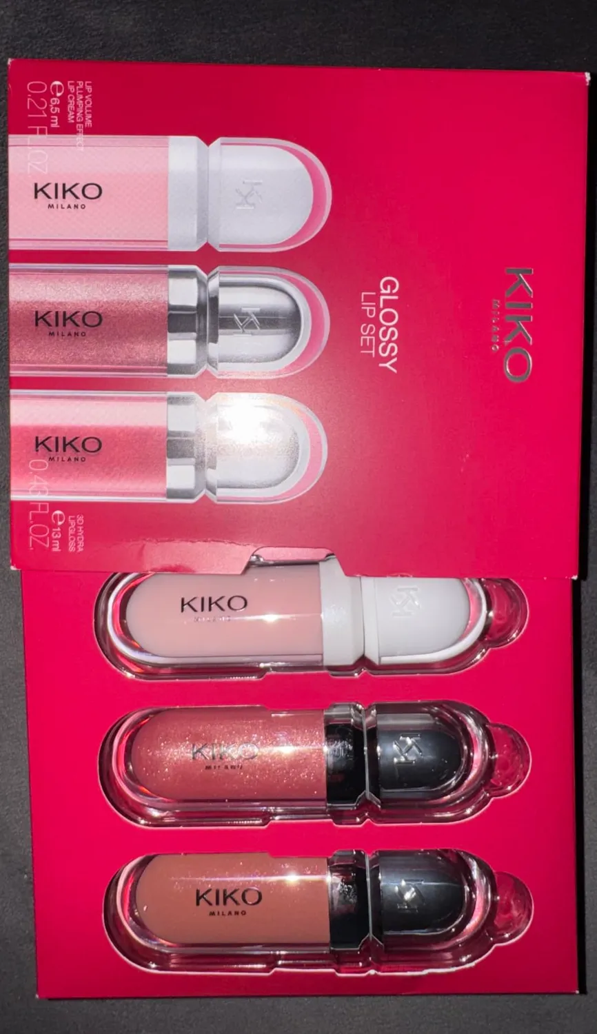 KIKO Glossy Lip Set kit labbra 2 gloss + volume 3 pezzi