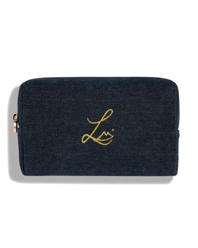 Lisa Eldridge Indigo Denim pochette trucco in cotone