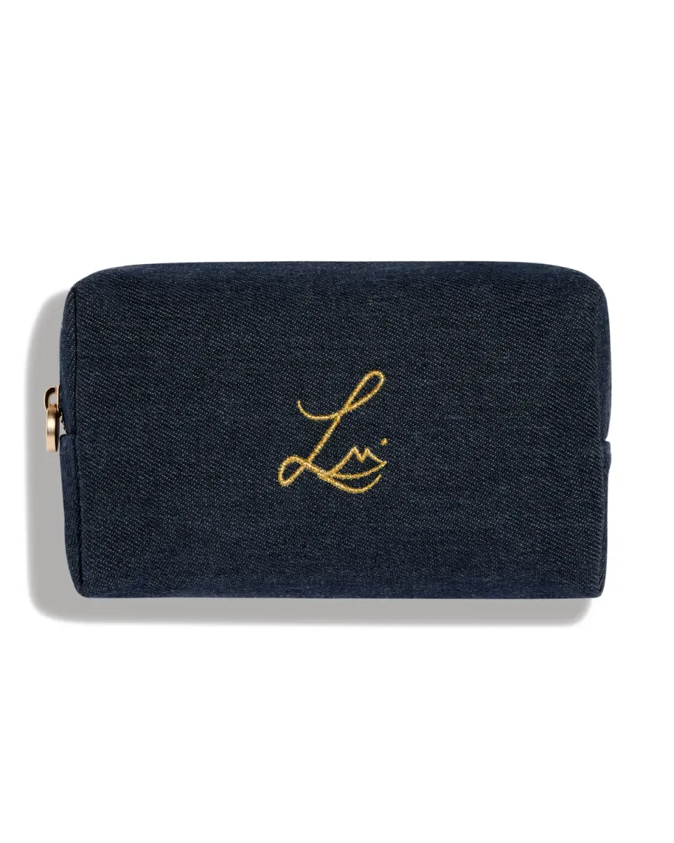 Lisa Eldridge Indigo Denim pochette trucco in cotone