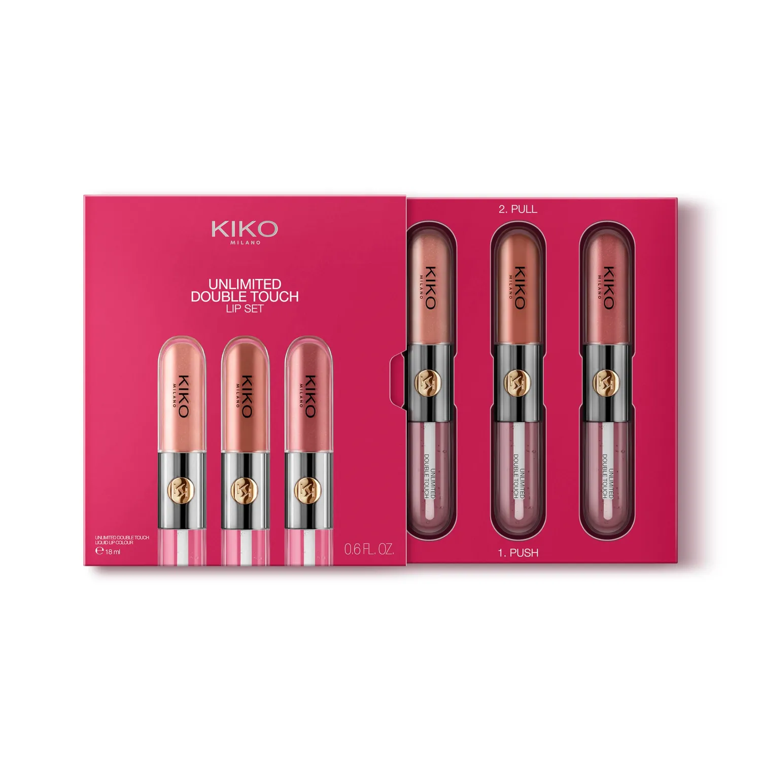 KIKO Unlimited Double Touch Gift Set 01 kit labbra 3 rossetti liquidi
