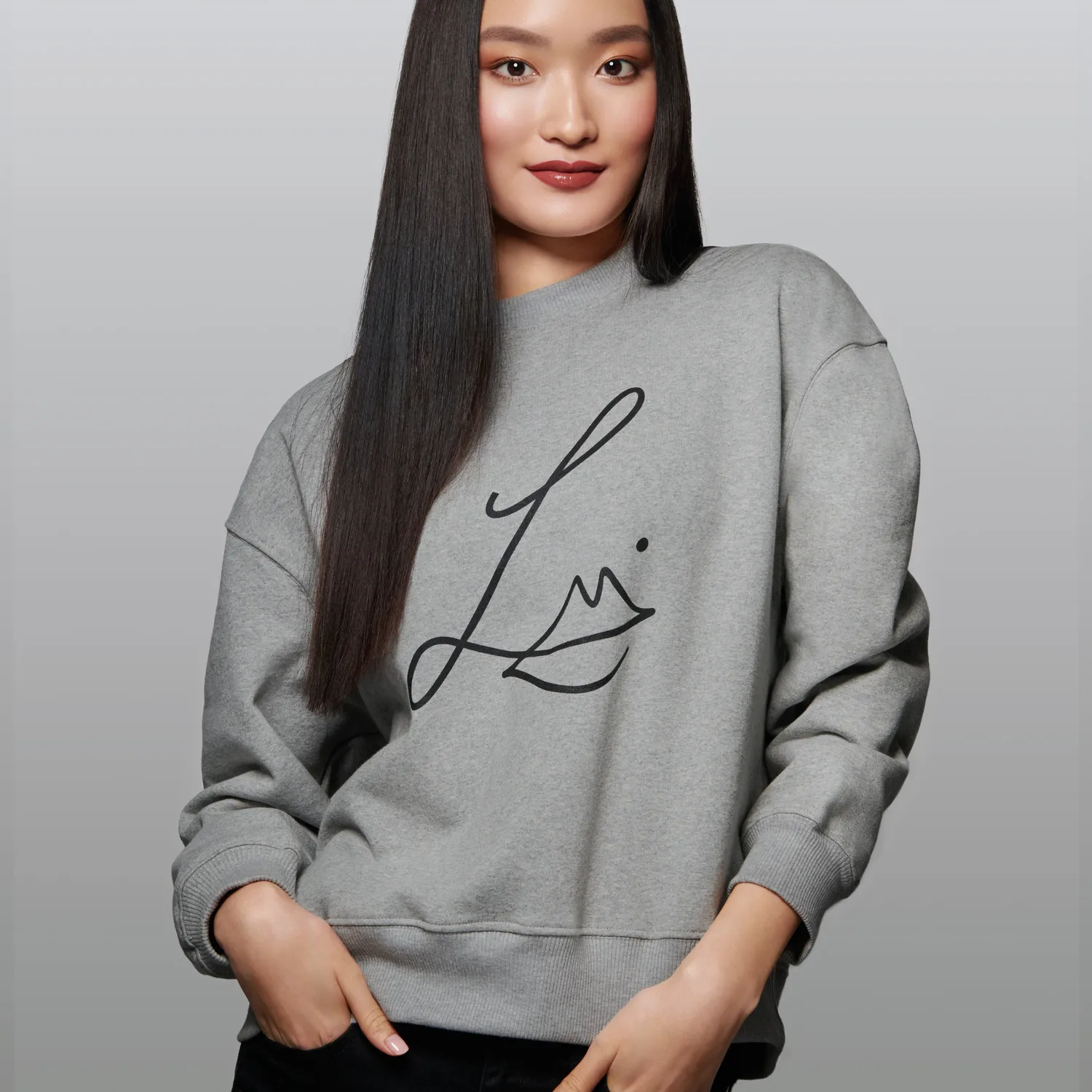 Lisa Eldridge Velvet Studio Sweatshirt felpa grigia cotone bio