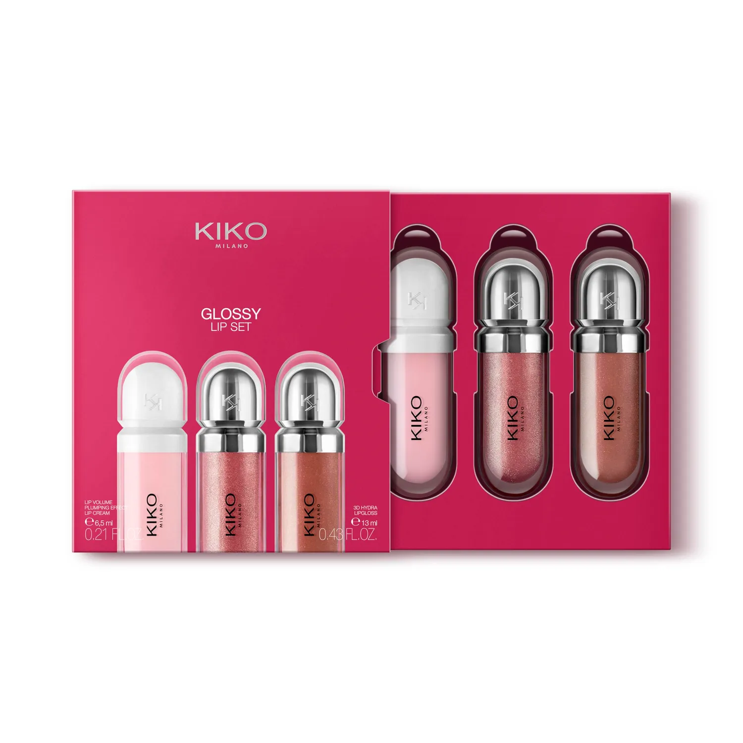KIKO Glossy Lip Set kit labbra 2 gloss + volume 3 pezzi